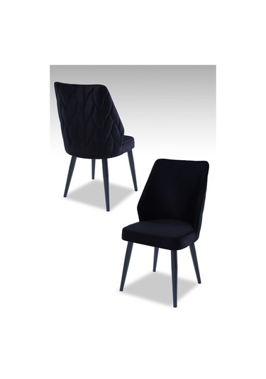 Puffy Sandalye - Babyface Siyah- Metal Siyah Ayak 4 Adet - Salon Sandalyesi / Mutfak Sandalyesi Siyah