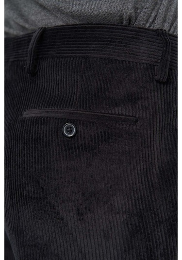 Siyah Fitilli Desen Kadife Pamuklu Yan Cep Comfort Fit Classic Pantolon 1003245160 Siyah
