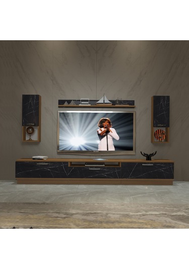 Decoraktiv Trendstyle 270da Mdf Tv Ünitesi Tv Sehpası Ceviz - Siyah Mermer