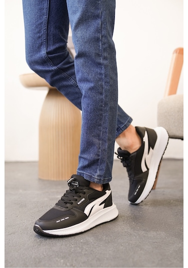 Daxors D0128 Günlük Ortopedik Erkek Sneaker Spor Ayakkabı Siyah-beyaz
