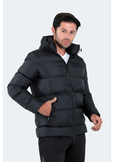 Slazenger HANK Erkek Kapüşonlu Şişme Siyah Mont & Kaban