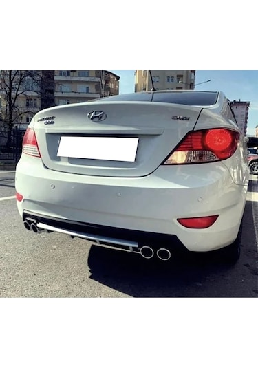 Hyundai Accent Blue Uyumlu Gri Difüzör Çiftli Yuvarlak Egzoz Görünümlü D Tip Difizör