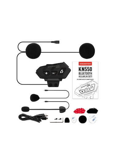 Knmaster Kn550 Motosiklet Bluetooth Kulaklık Mikrofon Seti Siyah