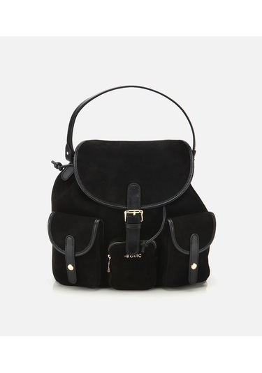 Hotiç Kadın Süet Deri Siyah Cepli Tokalı Sırt Çantası 03cah316410a100 03cah316410a100 Siyah