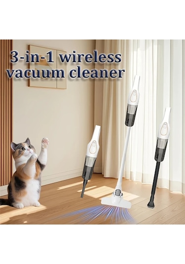 Fochsia White Üçü Bir Arada Kablosuz Elektrikli Süpürge Yüksek Verimli Filtre Saç Dolaşmaz Güçlü Emiş Ev Araç Halı