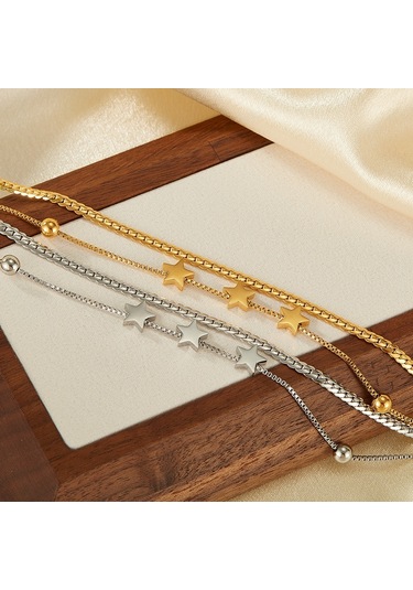 Sones Opk Gx2432 Paslanmaz Çelik Çift Katmanlı Pentagram Kolye, Renk: Çelik Rengi