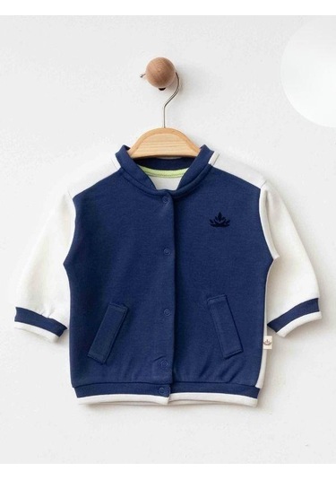 Erkek Bebek Organik Pamuklu İnce Mevsimlik Bomber Ceket-16172 Lacivert