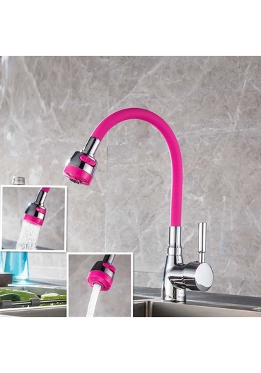 Oynar Başlıklı Tasarruflu Kubar Musluk Borusu ve Başlığı Pembe.