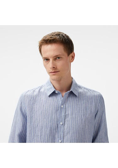 Nautica Erkek Mavi Classic Fit Çizgili Gömlek Çizgili W55434t Mavi
