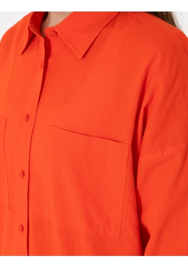 Pierre Cardin Kadın Açık Mavi Oversize Uzun Kollu Keten Gömlek 50301078-VR003