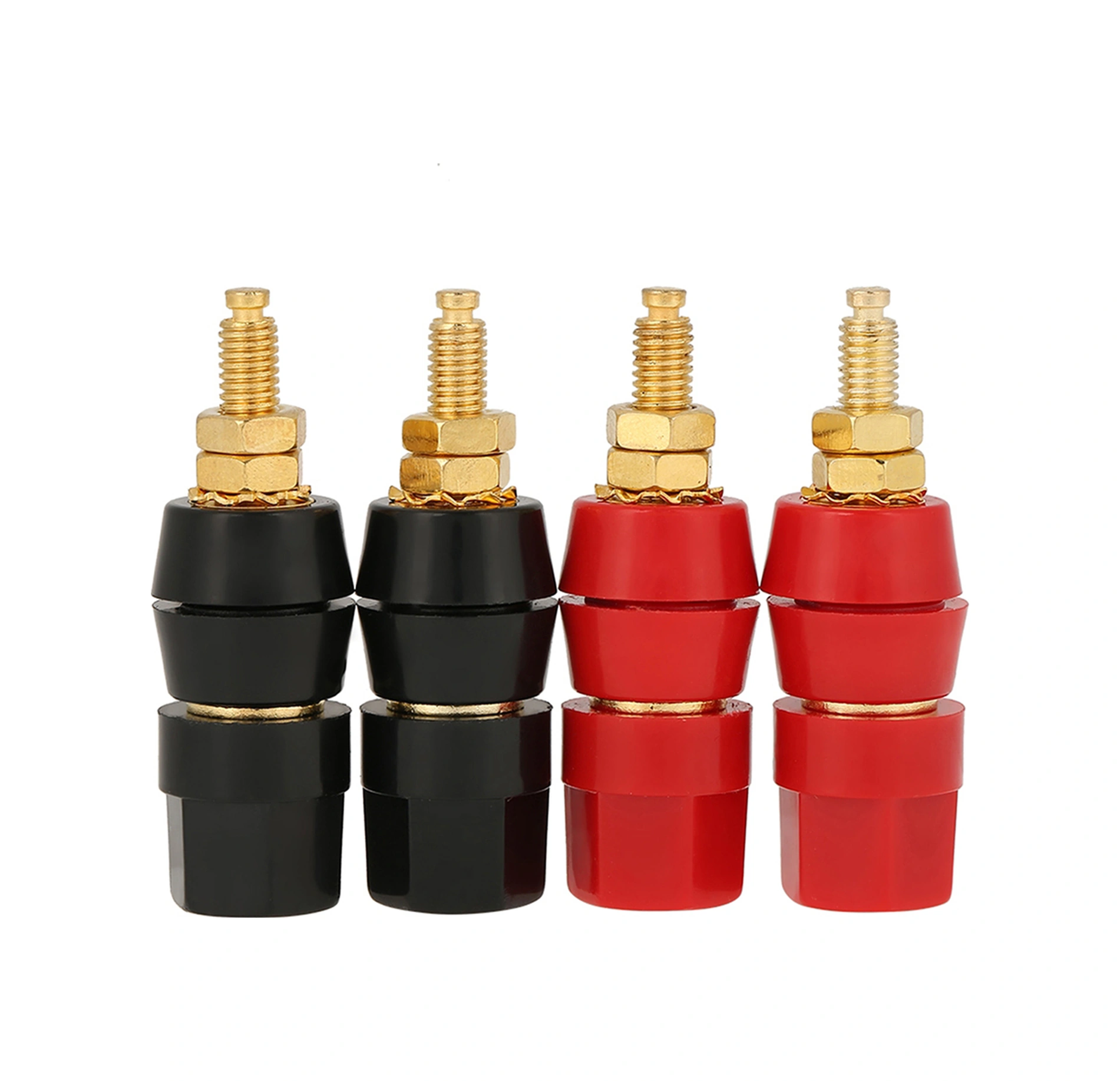 Tenfowee 4 Adet Altın Kaplı Hoparlör Bağlantı Terminali Kırmızı-siyah , 4mm Muz Plug Uyumlu, Amfi Ve Ses Cihazları İçin Kolay Kurulum