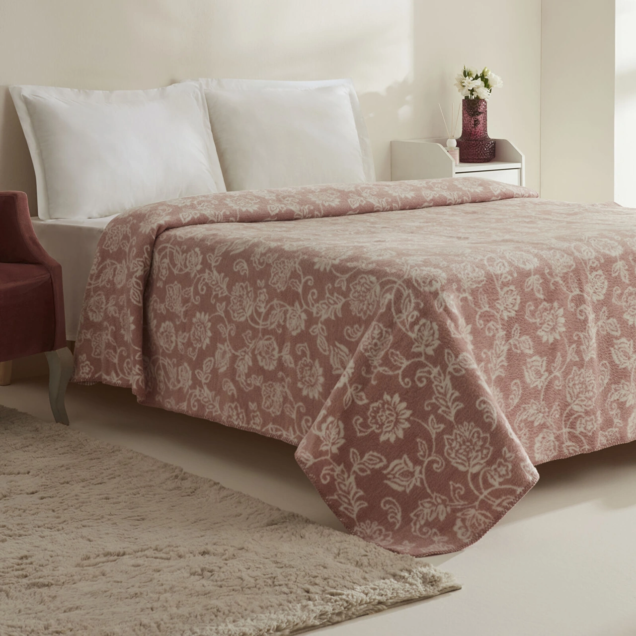 Karaca Home Glorinda Çift Kişilik Akrilik Mürdüm Battaniye Mürdüm