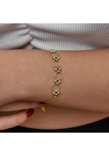 Gümüş Renkli Halka Dorika Kadın Bileklik Gümüş