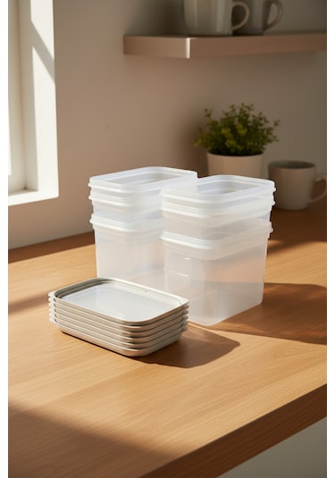 Bernardo Hide Plus 6'lı Saklama Kabı Beyaz 2x 1,9lt - 2x 1 Lt - 2x 0,70 Lt Beyaz - Şeffaf