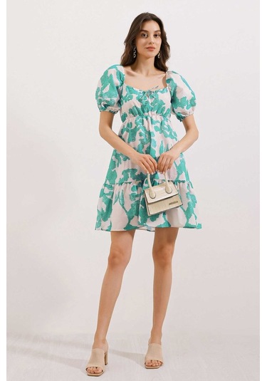 2351 Kloş Poplin Elbise - D. Mint Mint