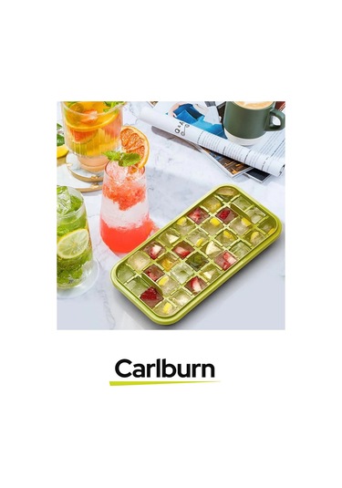 Yeni Nesil Düğmeli Basmalı Çift 32 Yuvalı Buz Küpü Kalıbı Saklama Kutulu Çok Renkli