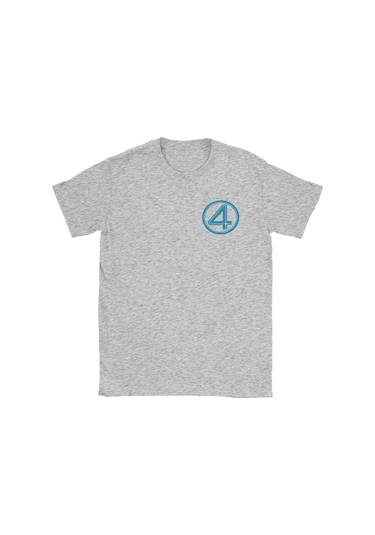 Mınıso Fantastik Dört Çizgi Roman Erkek Kısa Kollu Pamuklu T-shirtgri Gri