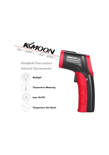 Ranyeek Kkmoon El Tipi Endüstriyel Enfrared Sıcaklık Ölçer -50 480 C, Dokunmadan Ölçüm, Lcd Ekranlı, Pil Yok