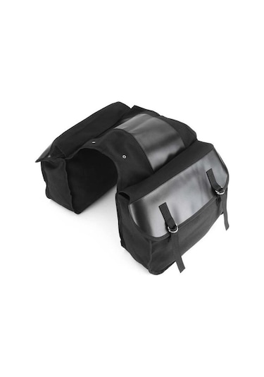 Taşınabilir Kanvas Motosiklet Heybe Çift Taraflı Arka Koltuk Saklama Bagaj Çantası Siyah