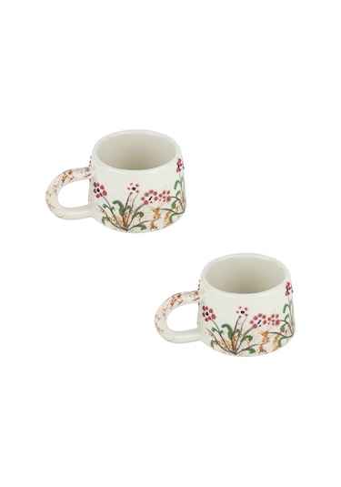 Kupa Bardak Kupa Seramik Lale Desenli 2'li Set 200 Ml