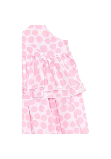 Denokids Mushi Pembe Puantiye Kız Çocuk Poplin Elbise Pembe