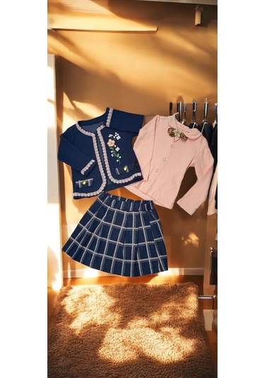 Çocuk Takım Pembe Nakış Detaylı Renkli