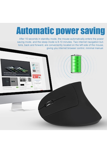 Yaozixa Sol El Ergonomik Dikey Kablosuz Fare, 3 Seviye Dpı Ayarlı, 6 Programlanabilir Tuş, Renkli Işılar, Usb Nano Alıcı, Pil Tasarrufu Siyah, Pil Yok