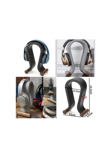 Mufunye Beyaz Ahşap + Pu Kulaklık Tutucu, Oyuncu Kulaklıkları İçin Sabit Tutucu, Ofis/ev Masaüstü Organizer