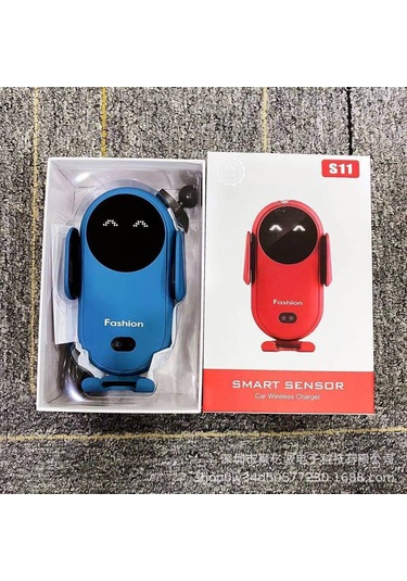 Yifomall Mavi Akıllı Kızılötesi Algılama Araç Kablosuz Şarj Cihazı - Otomatik Telefon Tutucu Tabanı Zengin Paket İçerir