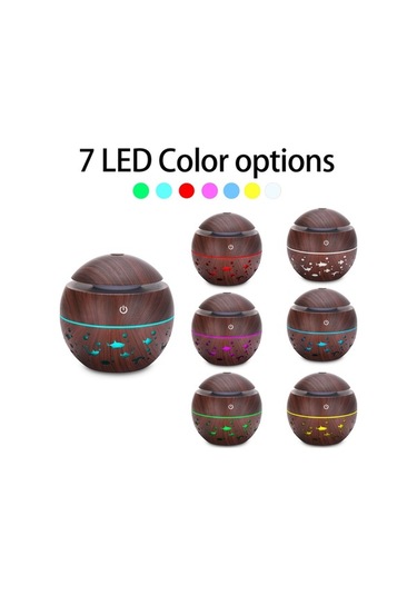 Moly 130ml Ahşap Desenli Usb Nemlendirici - 7 Renkli Led Aromaterapi Işıklı