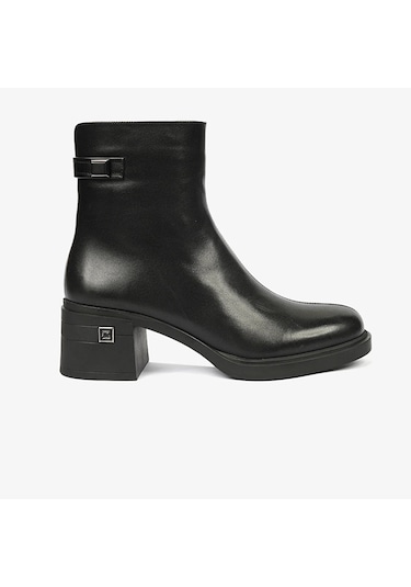 Greyder 59126 Kadın Siyah Hakiki Deri Topuklu Bot -659 Siyah