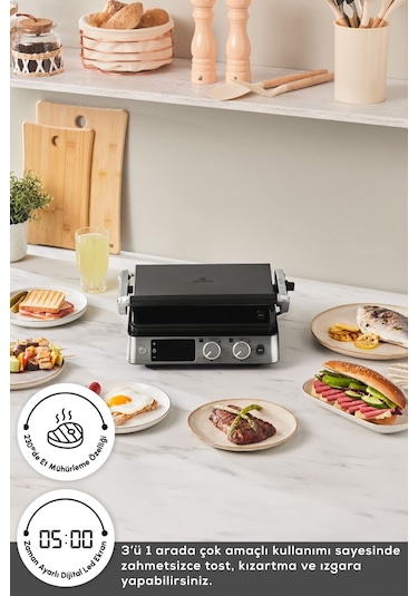 Karaca Compact Steel Sear and Grill Inox 2008 2000 W Izgara ve Tost Makinesi