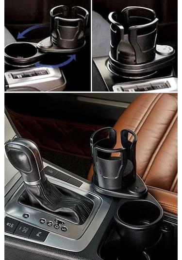 Araç İçi 360 Derece Dönen 2'li Bardaklıklı Açılarak Ayarlanabilir Bardak Tutucu Aparat Çok Renkli