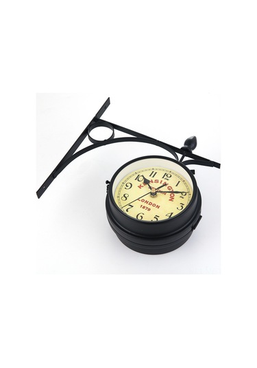 Mufunye Ev Dekorasyonu İçin İki Yönlü Retro Demir Duvar Saati - Siyah, Salonun Zenginleşmesi İçin Kreatif Takı Tasarımı Siyah