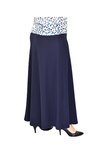 Kadın Uzun Lastikli Kloş Etek Bgl-st04728 Lacivert