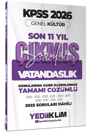 Yediiklim 2026 Kpss Gy-gk Lisans Konularına Göre Tamamı Çözümlü Son 11 Yıl Çıkmış Sorular Seti 5 Kitap