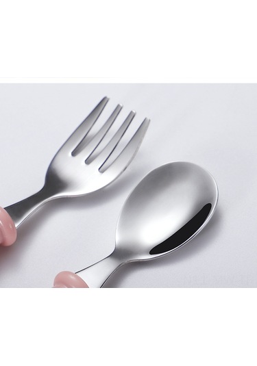 Moveevo Çocuklar İçin 304 Paslanmaz Çelik Çatal Kaşık Kutusu Seti - Yeşil Desenli, El Tutması Kolay, Hediye İçin Uygun Yeşil