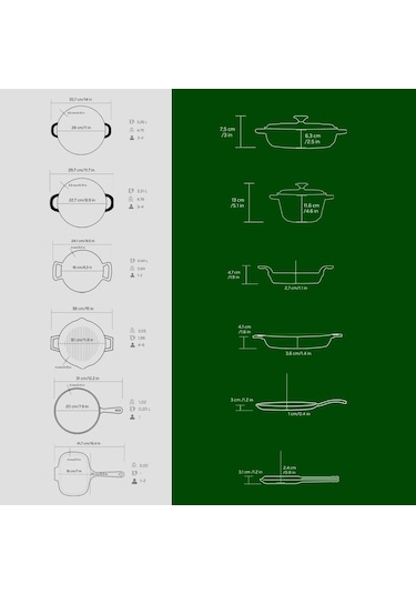 Lava Döküm 6x Trendy Serisi 9 Parça Tencere & Tava Seti Yeşil Kırmızı