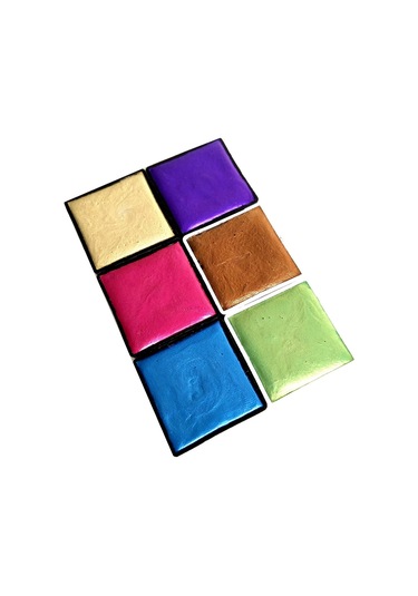 Metalik Yaldız Sulu Boya Seti, Mega Boy, El Yapımı, Profesyonel Sanatçı Boyası, 6 Renk-set:02 Çok Renkli