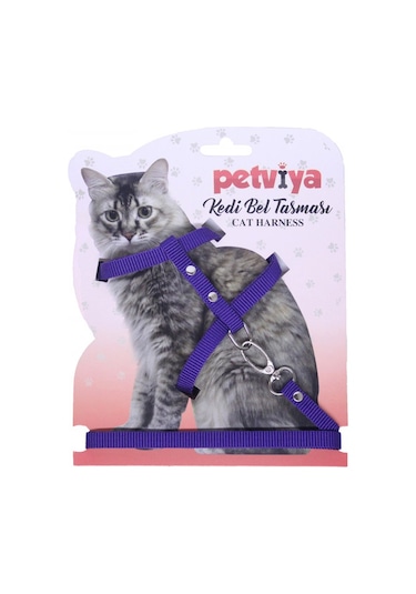 Petviya Kedi Göğüs Bel Tasması - Mor