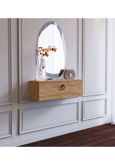 80 Cm Duvara Monte Ahşap Makyaj Masası Organizatör Modern Dresuar Ahşap