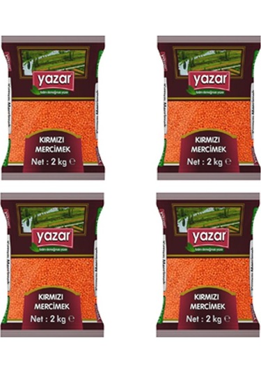 Yazar Yerli Kırmızı Mercimek 4 x 2 KG