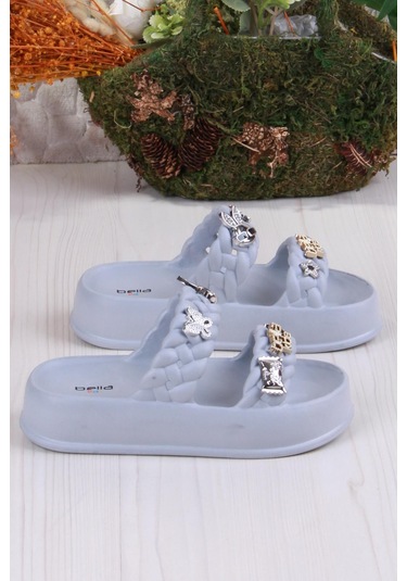 Fort Bella E423 Plaj Deniz Havuz Terliği Hafif Rahat Esnek Kız Çocuk Terlik Gri