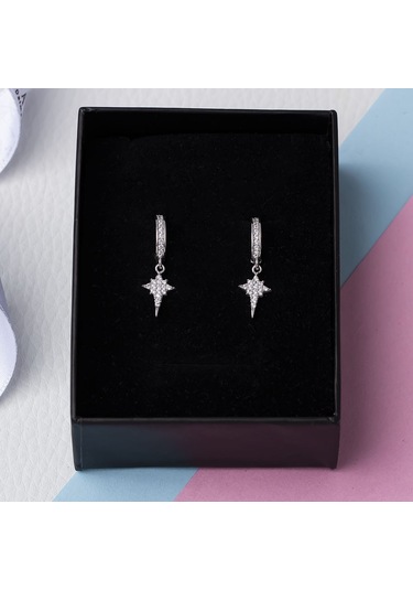 Nagiss Kuzey Kutup Yıldızı Model 925 Ayar Gümüş Kadın Küpe Gümüş