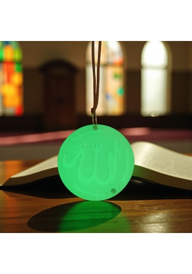 Allah Yazısı Karanlıkta Parlayan Fosforlu Dikiz Aynası Asma Süsü İslami Aksesuar Yeşil