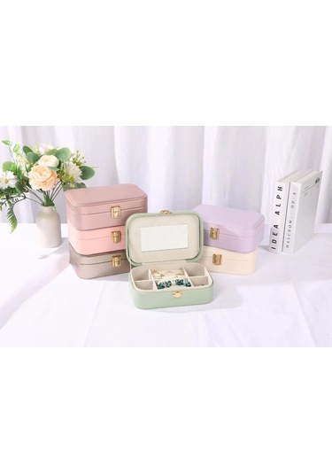 Deri Seyahat Takı Bijuteri Mücevher Kutusu Organizer Düzenleyici 20cm Gri İthal Ürün