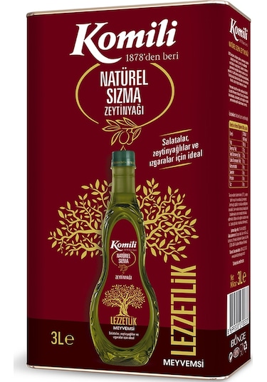 Komili Lezzetlik Meyvemsi Natürel Sızma Zeytinyağı 3 L