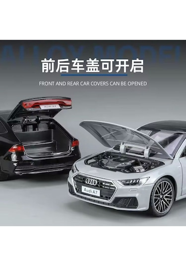 Scowetto Audi A7 Araba Siyah 1:24 Diecast Metal Model Araba Koleksiyon Araba 21 Cm Oyuncak Araba