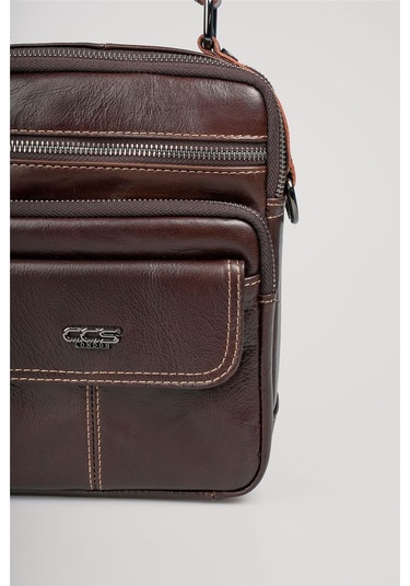 Ççs 31600 Hakiki Deri Askılı Çanta Kahve