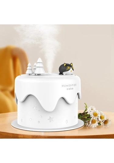 Createtech Usb Sprey Sessiz Nemlendirici Mini Masaüstü M328 Kek Karikatür Işık Gece Lambası Eklentisi Boyut:usb Beyaz